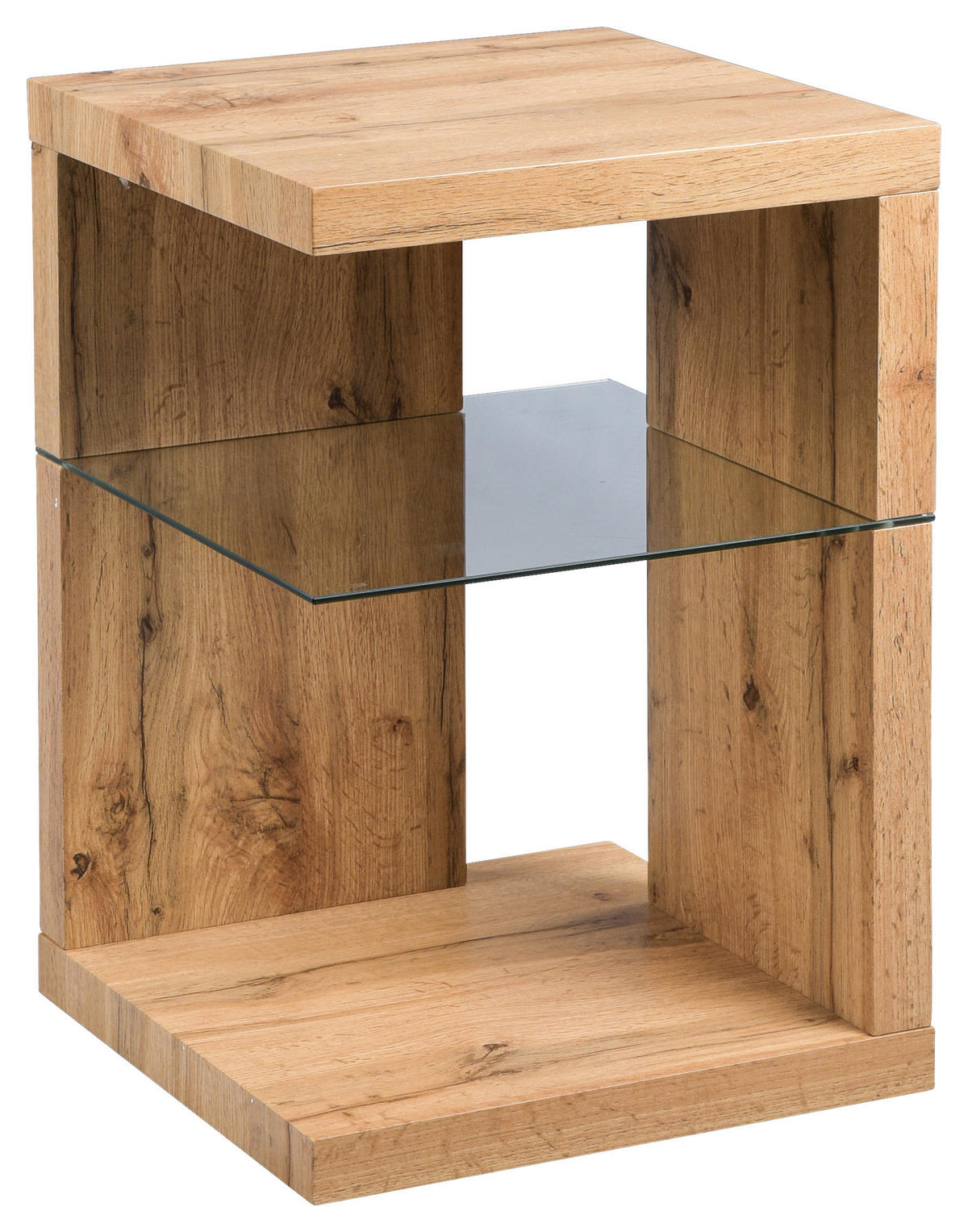 BEISTELLTISCH 40/40/60 cm Eichefarben quadratisch  - Eichefarben, Basics, Glas/Holzwerkstoff (40/40/60cm) - Xora