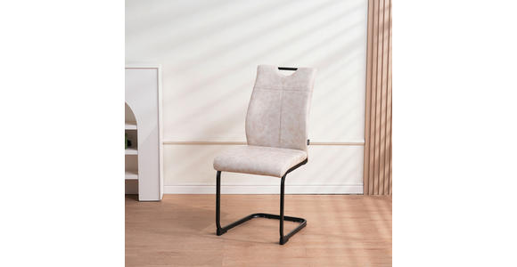 STUHL-SET 4 Stück  in Mikrofaser  - Beige/Schwarz, Design, Textil/Metall (43/97/57cm) - Xora