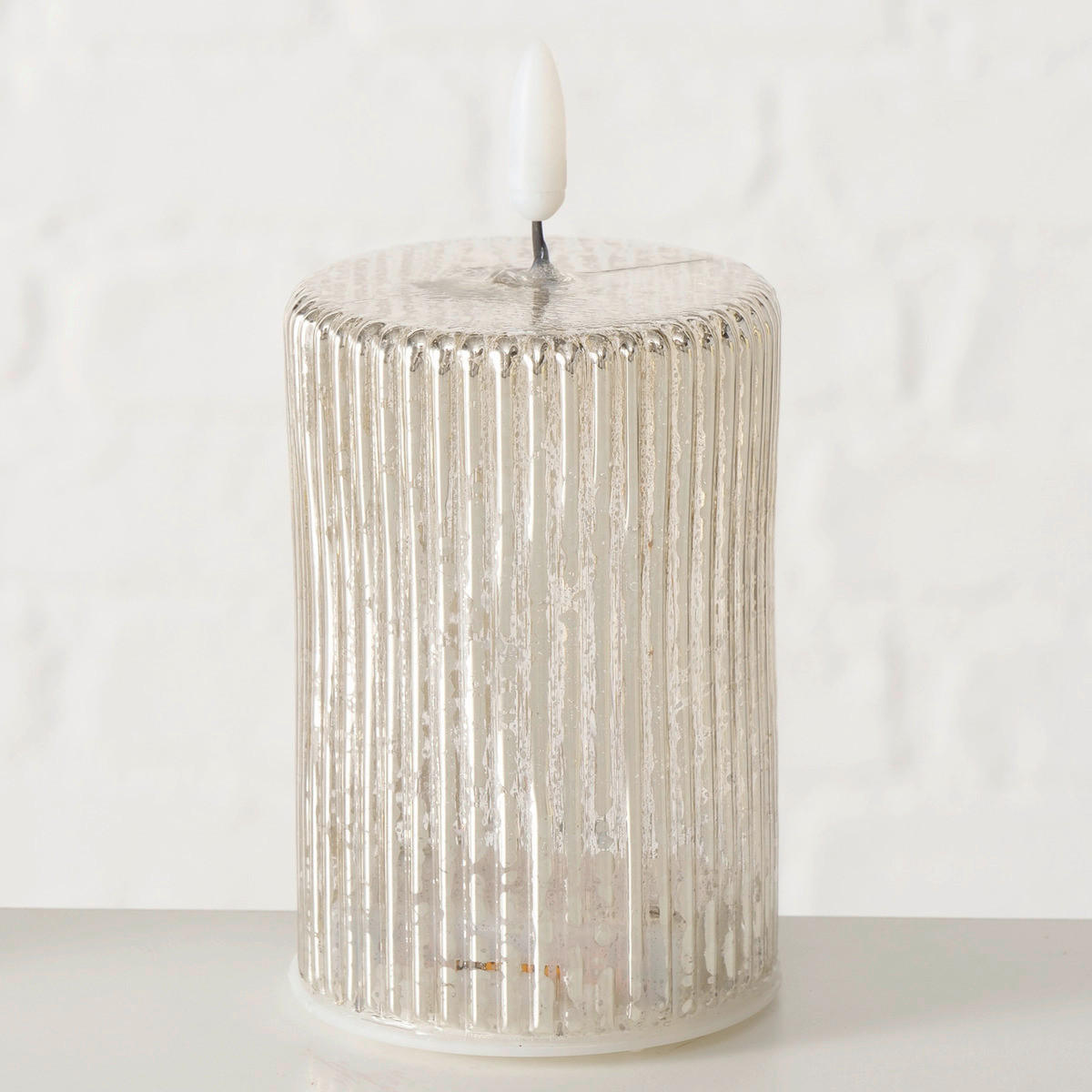 LED-KERZE  - Silberfarben, Basics, Glas/Kunststoff (7/13cm) - Boltze Home