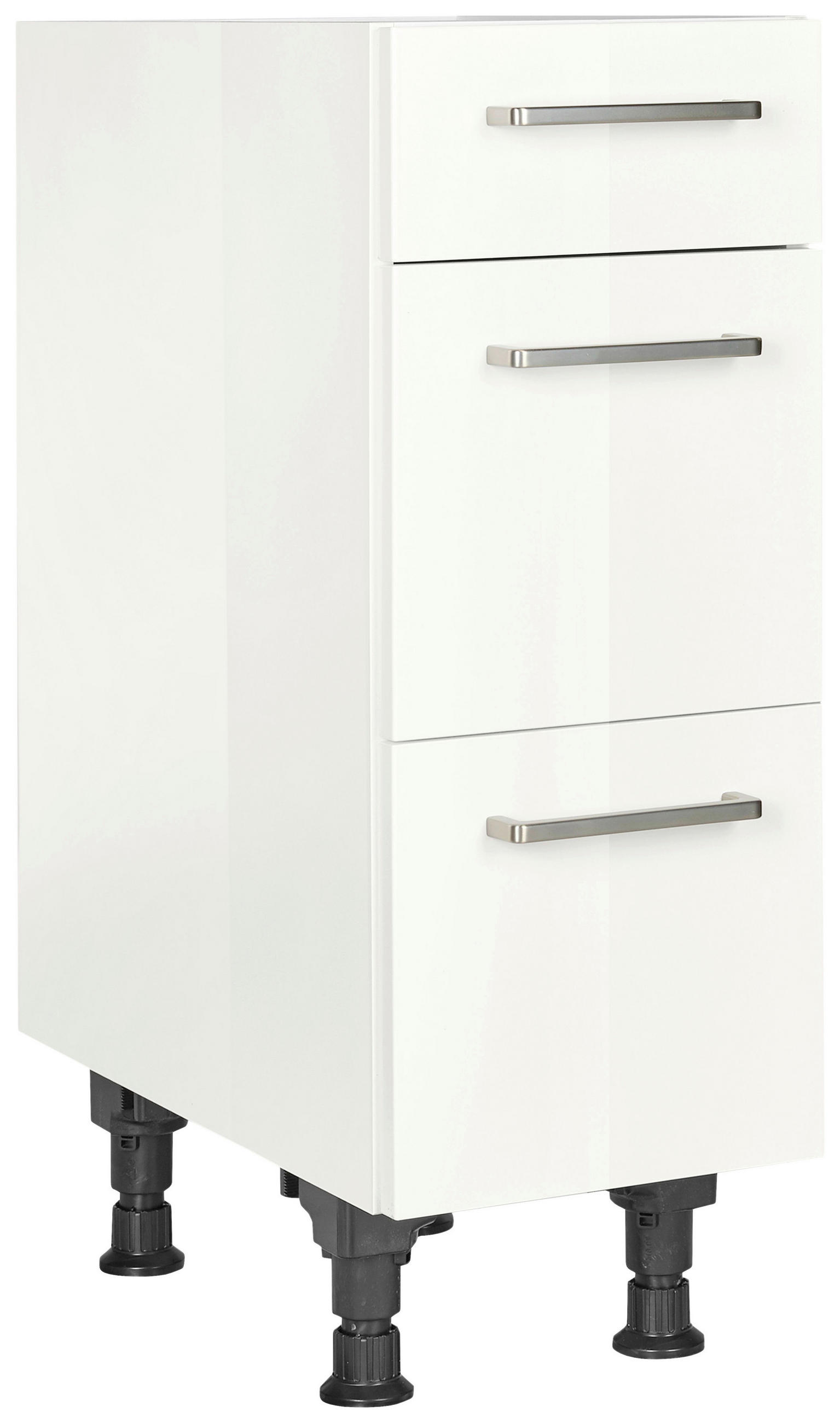 SCHUBKASTENUNTERSCHRANK 30/87/56 cm  in Weiß Hochglanz  - Edelstahlfarben/Weiß Hochglanz, MODERN, Holzwerkstoff/Metall (30/87/56cm) - Nobilia