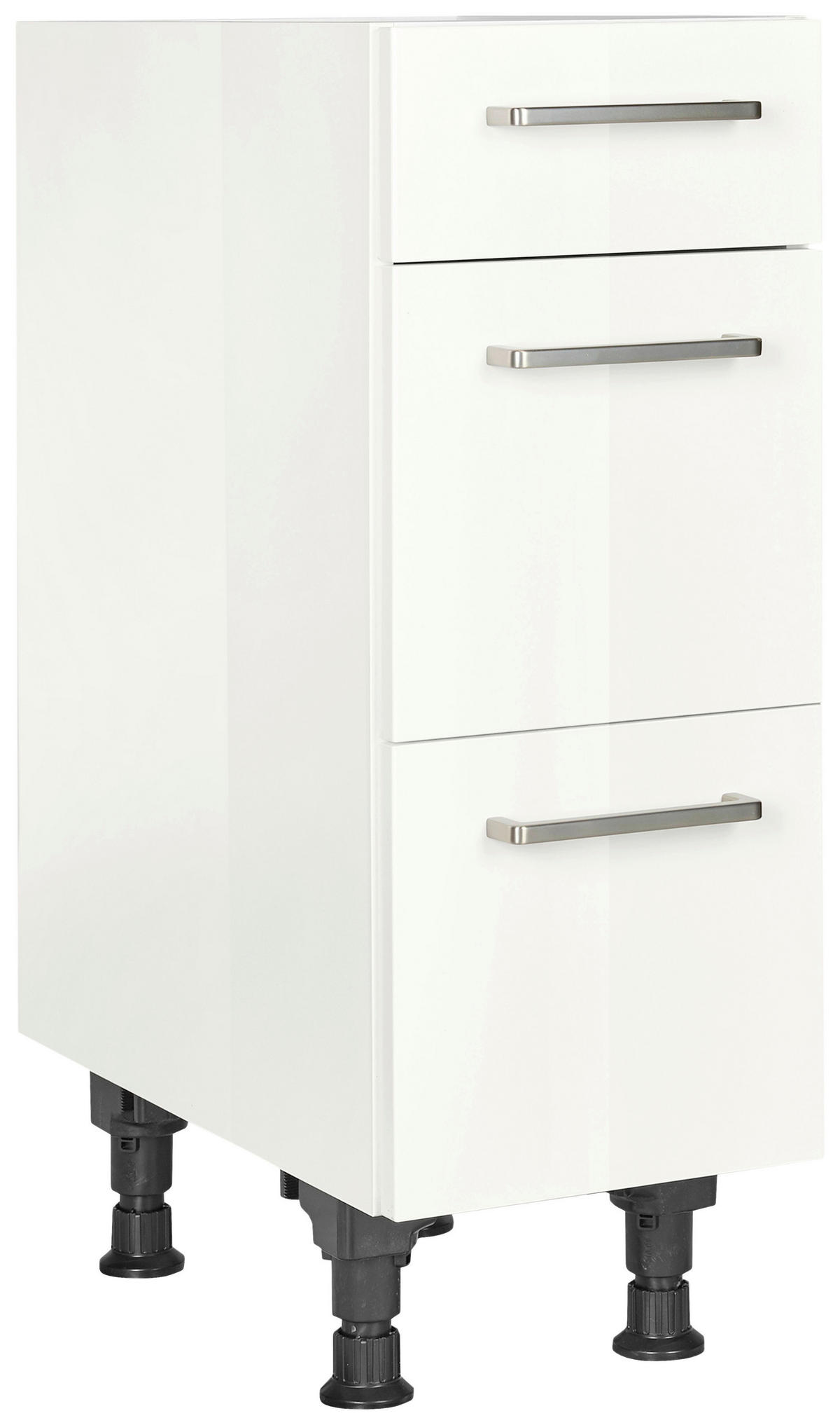 SCHUBKASTENUNTERSCHRANK 30/87/56 cm  in Weiß Hochglanz  - Edelstahlfarben/Weiß Hochglanz, MODERN, Holzwerkstoff/Metall (30/87/56cm) - Nobilia