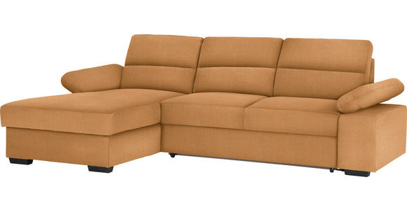 ECKSOFA in Webstoff Currygelb  - Currygelb/Dunkelbraun, KONVENTIONELL, Kunststoff/Textil (166/258cm) - Cantus