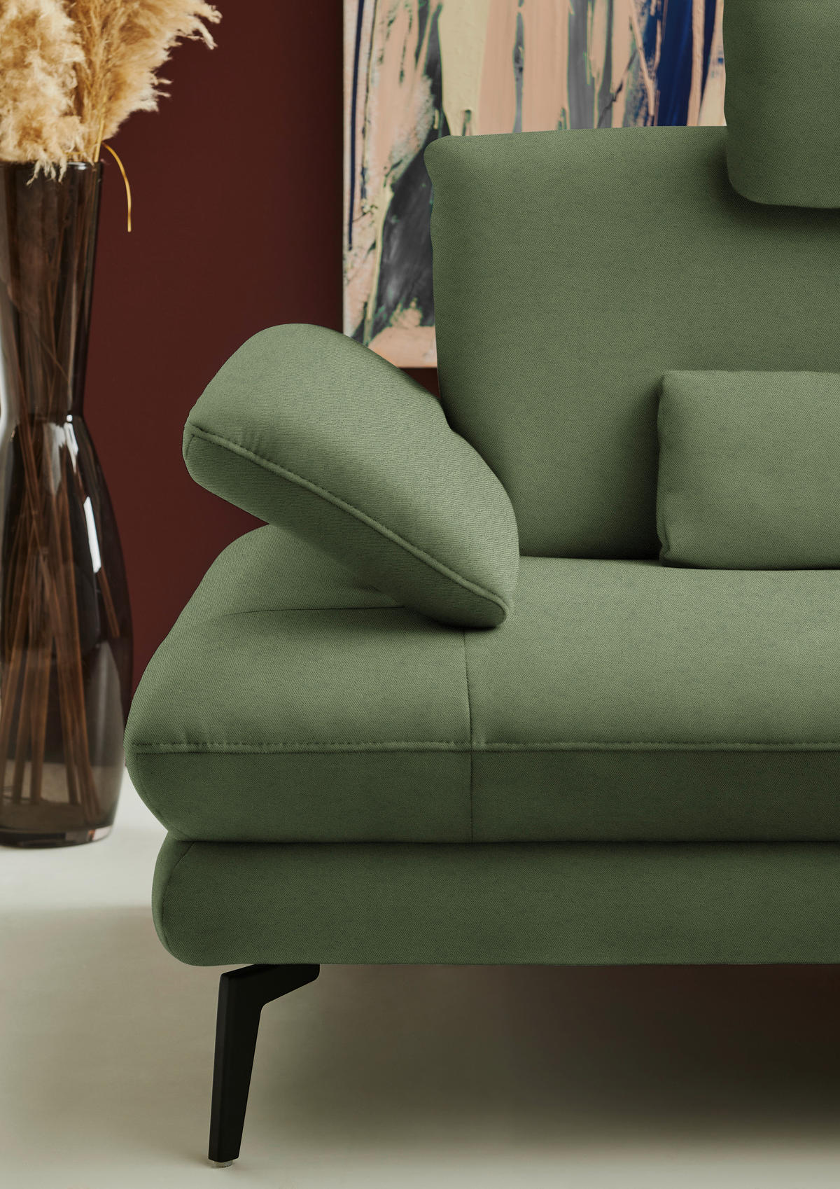 ECKSOFA  in Chenille, Flachgewebe Grün  284/180 cm  - Schwarz/Grün, Design, Textil/Metall (284/180cm) - Dieter Knoll