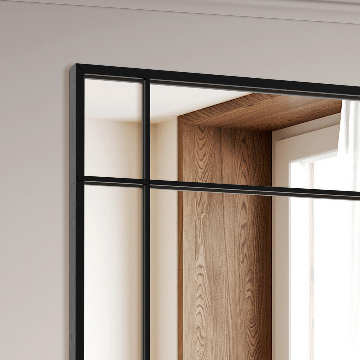 DEKOSPIEGEL  69/95 cm   in rechteckig  - Schwarz, Basics, Glas/Holz (69/95cm)