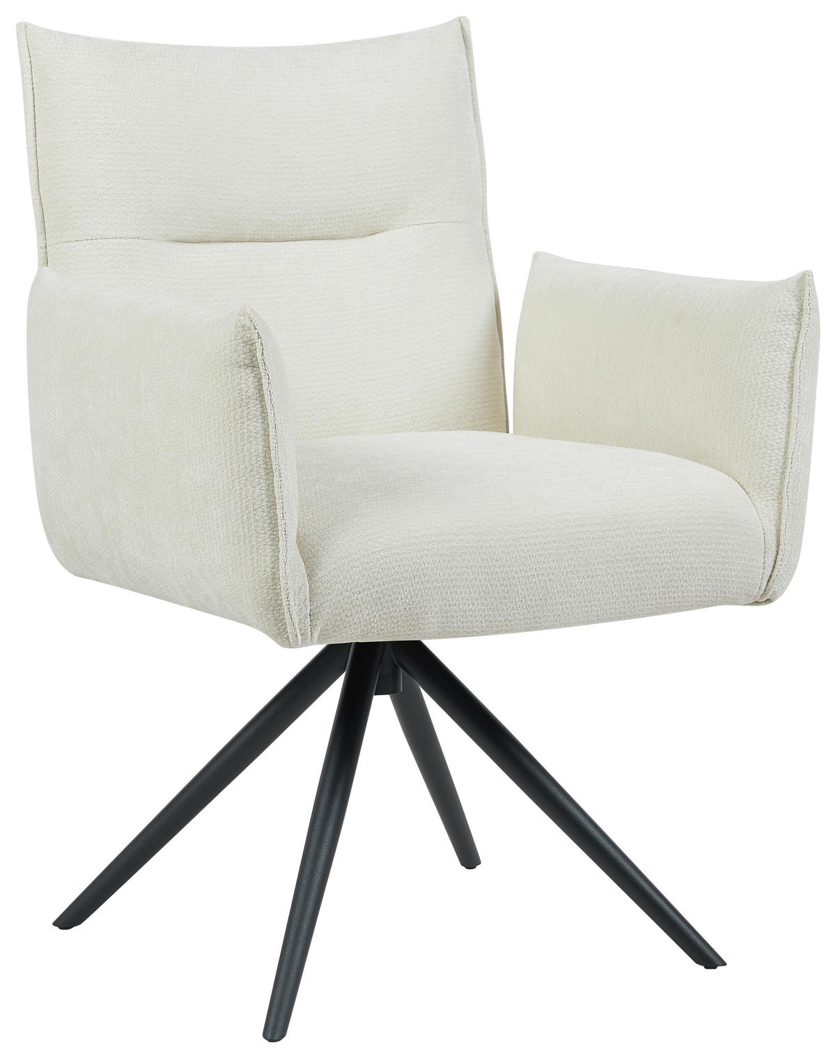 ARMLEHNSTUHL  Sitzfläche 360° drehbar, automatische Rückholfunktion Leinenoptik  - Beige/Schwarz, Design, Textil/Metall (67/86/62cm) - Stylife