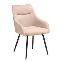 ARMLEHNSTUHL   Chenille  - Beige/Schwarz, Basics, Textil/Metall (60/86/55cm) - Livetastic