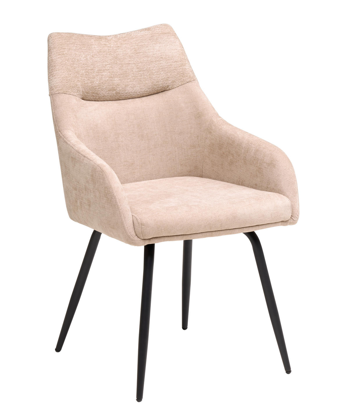 ARMLEHNSTUHL   Chenille  - Beige/Schwarz, Basics, Textil/Metall (60/86/55cm) - Livetastic
