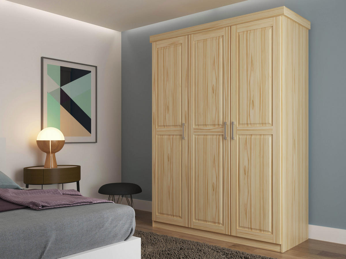 DREHTÜRENSCHRANK 140/190/55 cm 3-türig Naturfarben  - Silberfarben/Naturfarben, LIFESTYLE, Holz/Kunststoff (140/190/55cm) - MID.YOU