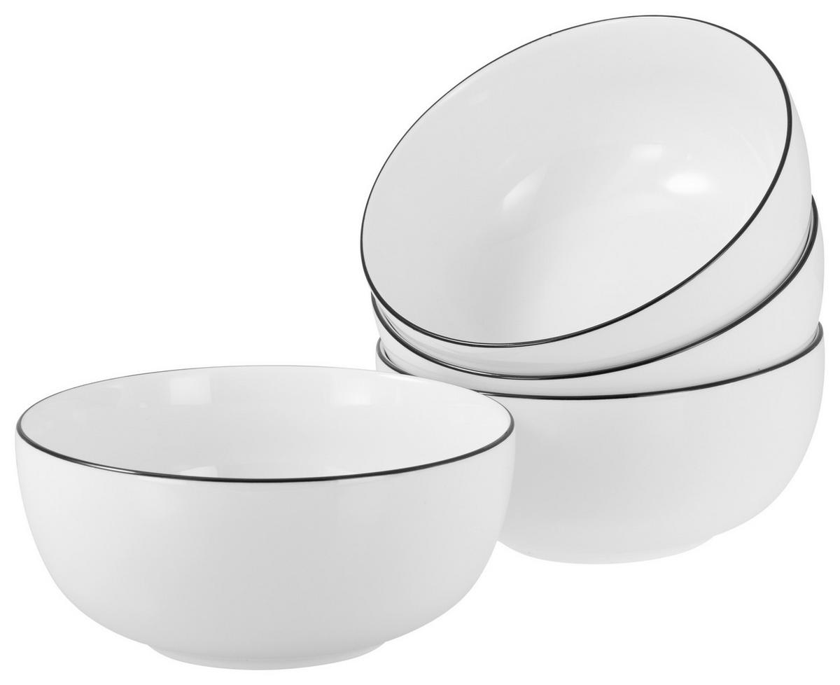 SCHÜSSELSET 4-teilig Allround Black Line 16 cm   - Schwarz/Weiß, Design, Keramik (16cm) - Creatable