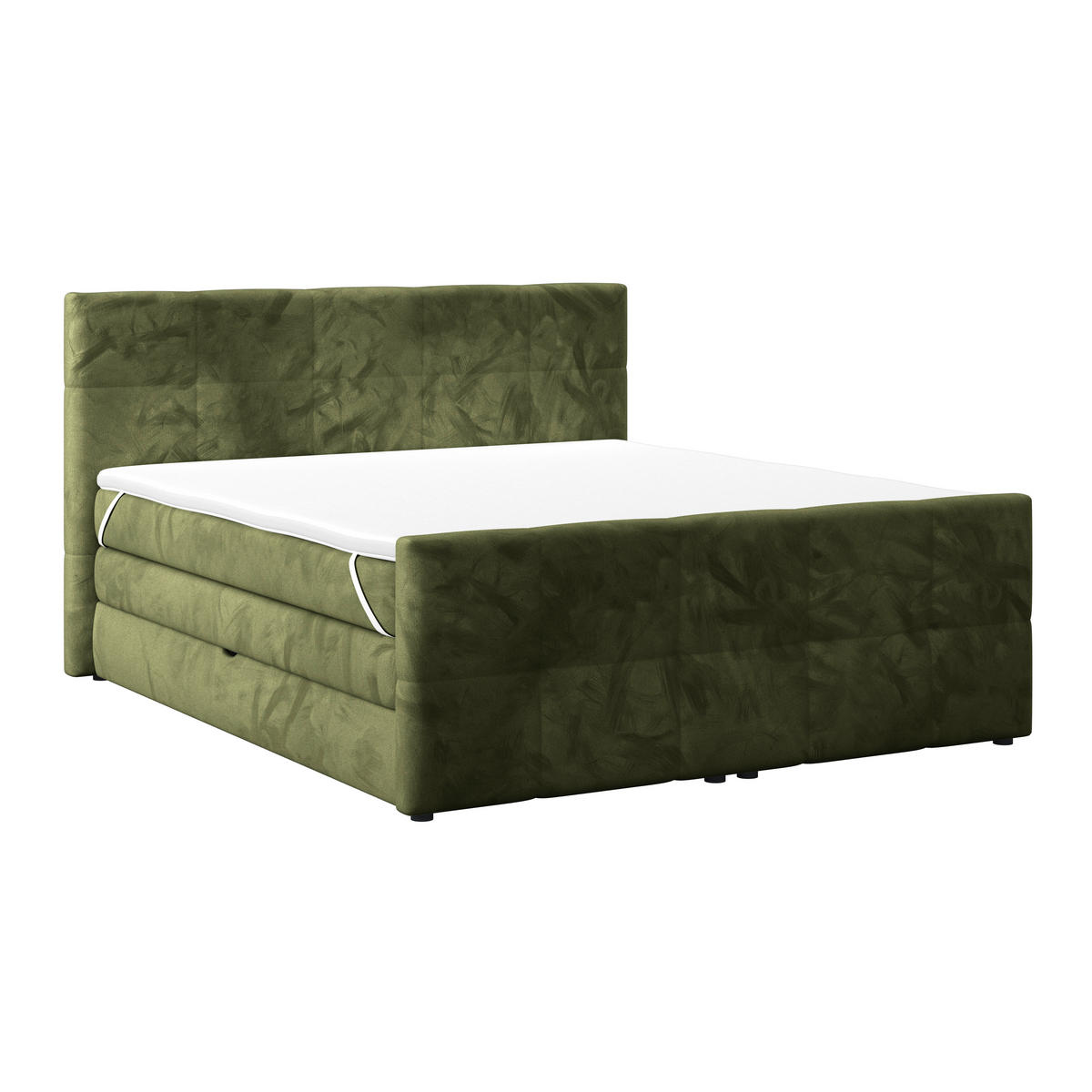 BOXSPRINGBETT 180/200 cm,  in Dunkelgrün, gepolstertes Kopfteil, Bettkasten, Topper, Matratzen, H4 + H4 = sehr fest  - Dunkelgrün, KONVENTIONELL, Holz/Holzwerkstoff (180/200cm) - Luca Bessoni