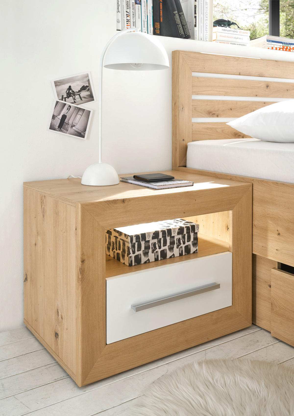 SPAVAĆA SOBA    180/200 cm  - bijela/boje hrasta, Konvencionalno, drvni materijal (180/200cm) - MID.YOU