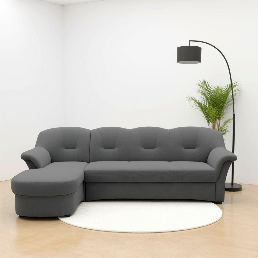 ECKSOFA FLORES FK Dunkelgrau Mikrofaser  - Dunkelgrau/Schwarz, KONVENTIONELL, Kunststoff/Textil (142/231cm) - MID.YOU