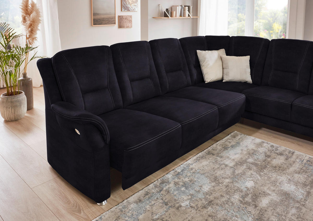 ECKSOFA in Mikrofaser Schwarz  - Beige/Alufarben, Konventionell, Textil/Metall (275/223cm) - Beldomo Comfort