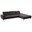 ECKSOFA in Echtleder Grau  308/195 cm  - Schwarz/Grau, Design, Leder/Metall (308/195cm) - Dieter Knoll