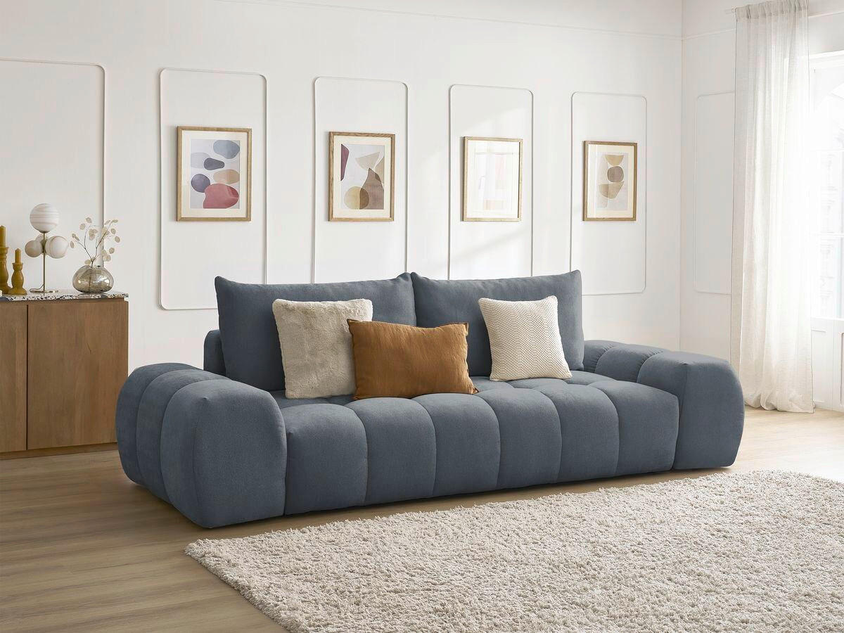 3-SITZER-SOFA EVEREST Struktur Dunkelblau  - Schwarz/Dunkelblau, MODERN, Kunststoff/Textil (278/90/115cm)