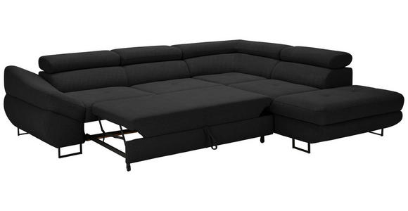 ECKSOFA in Webstoff Schwarz  - Schwarz, Design, Textil/Metall (280/235cm) - Hom`in