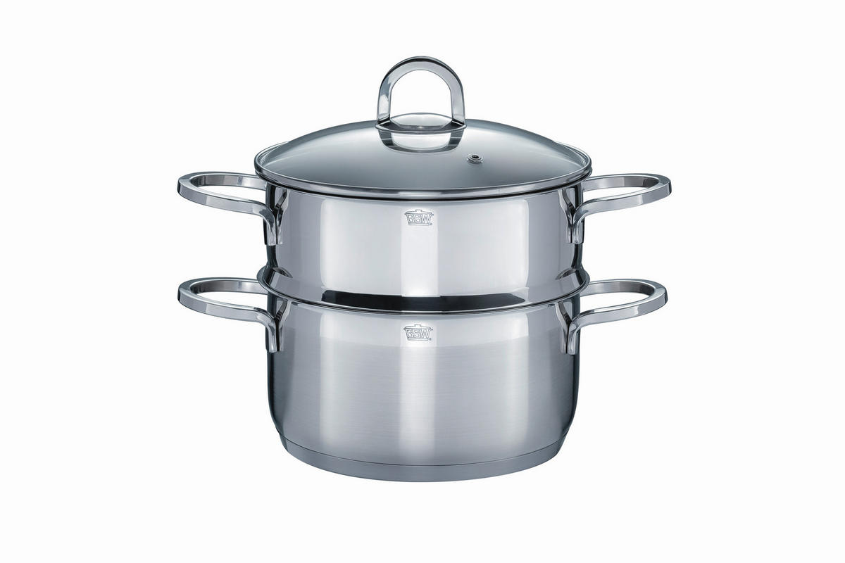 KOCHTOPFSET ALARA 8-teilig  - Klar/Edelstahlfarben, Basics, Glas/Metall - GSW