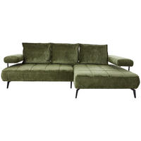ECKSOFA Olivgrün Webstoff  - Schwarz/Olivgrün, Design, Textil/Metall (266/180cm) - Welnova
