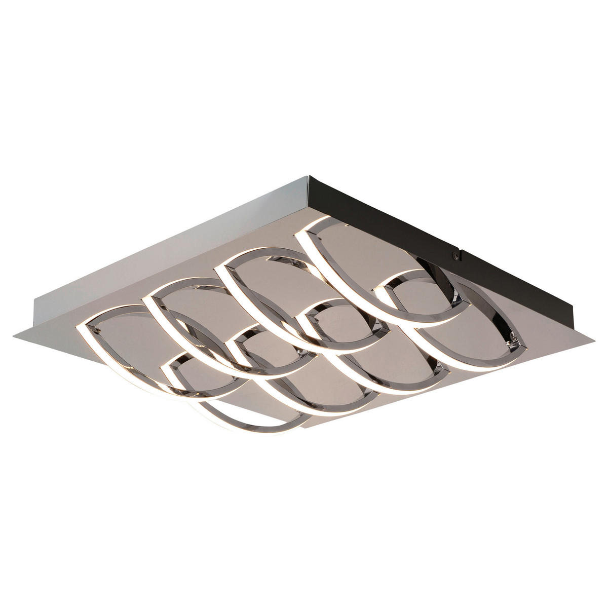 LED-DECKENLEUCHTE Mancheste 41/41/8,5 cm   - Chromfarben/Opal, Basics, Kunststoff/Metall (41/41/8,5cm) - Näve