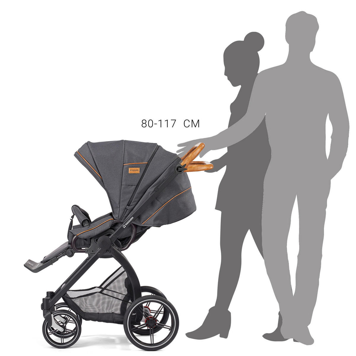 KINDERWAGENSET  FX4 Classic   - Dunkelbraun/Beige, Basics, Textil/Metall - Gesslein