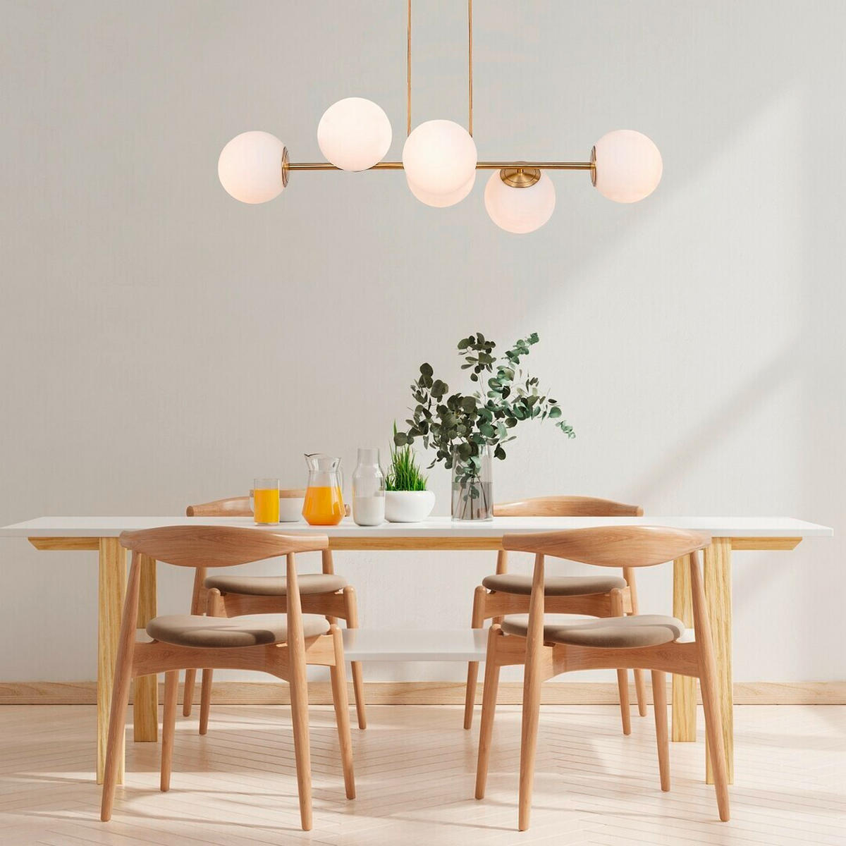 VISEČA NIHALNA SVETILKA  Kiara  91/90 cm          E27 - zlate barve/bela, Design, kovina/steklo (91/90cm)