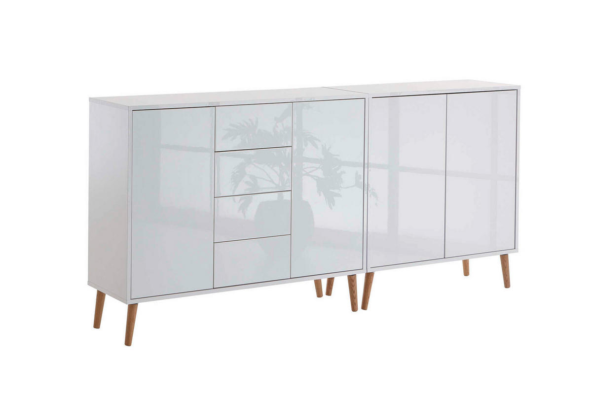 SIDEBOARD Mailand Set 15 + HF  in 185/86/33 cm  - Weiß Hochglanz/Weiß, MODERN, Holz/Holzwerkstoff (185/86/33cm) - MID.YOU