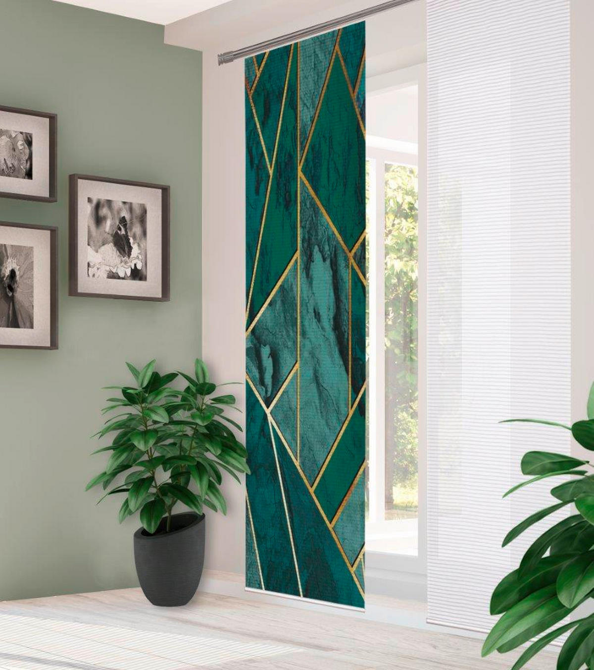PANELOVÝ ZÁVĚS, 60/245 cm - zelená, Natur, textil (60/245cm)