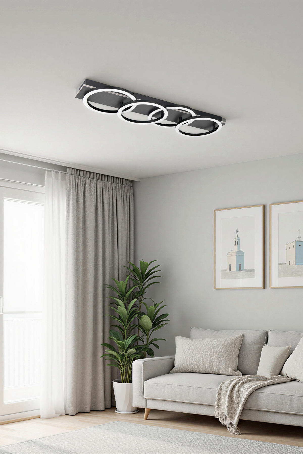 LED-DECKENLEUCHTE 36 W    76/23/8 cm  - Schwarz, Basics, Holzwerkstoff/Kunststoff (76/23/8cm) - Novel