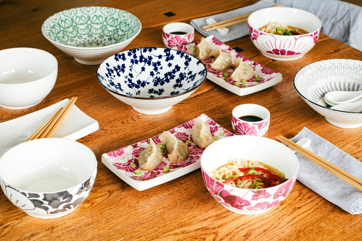 CHINESISCHES TAFELSERVICE Blau, Weiß ONIWA  - Blau/Weiß, Basics, Keramik - Mäser