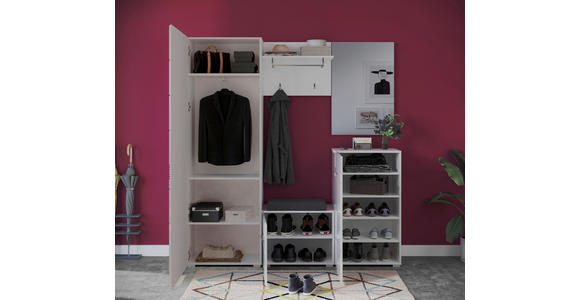 GARDEROBE 5-teilig in 170/190/37 cm - Weiß Hochglanz/Weiß, Design, Holzwerkstoff/Textil (170/190/37cm) - Carryhome