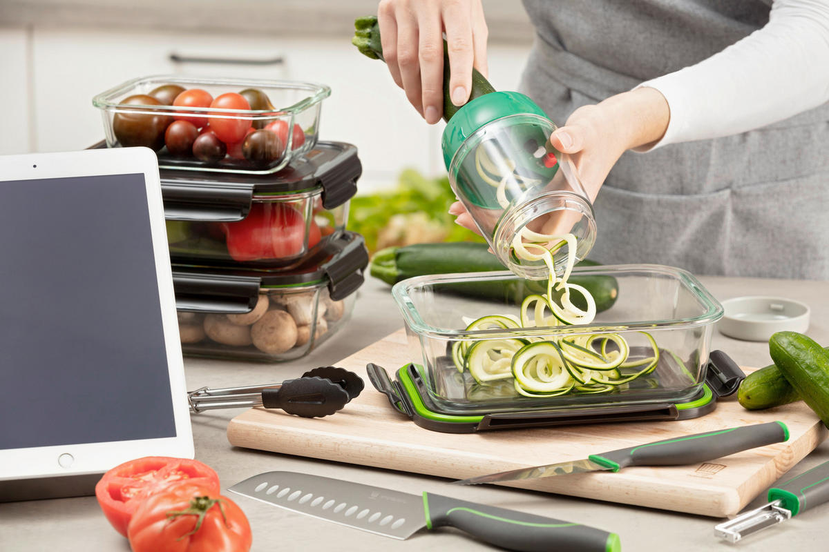 VORRATSDOSE  - Klar/Grau, Design, Glas/Kunststoff (1050ml) - Chefkoch+Fackelmann