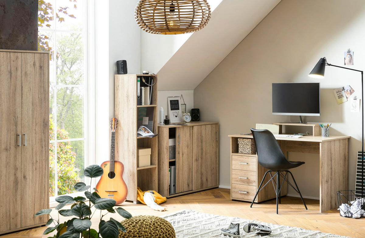 SCHREIBTISCH 70/115,8/74 cm  in Wildeiche  - Wildeiche/Silberfarben, MODERN, Holzwerkstoff/Metall (70/115,8/74cm) - MID.YOU