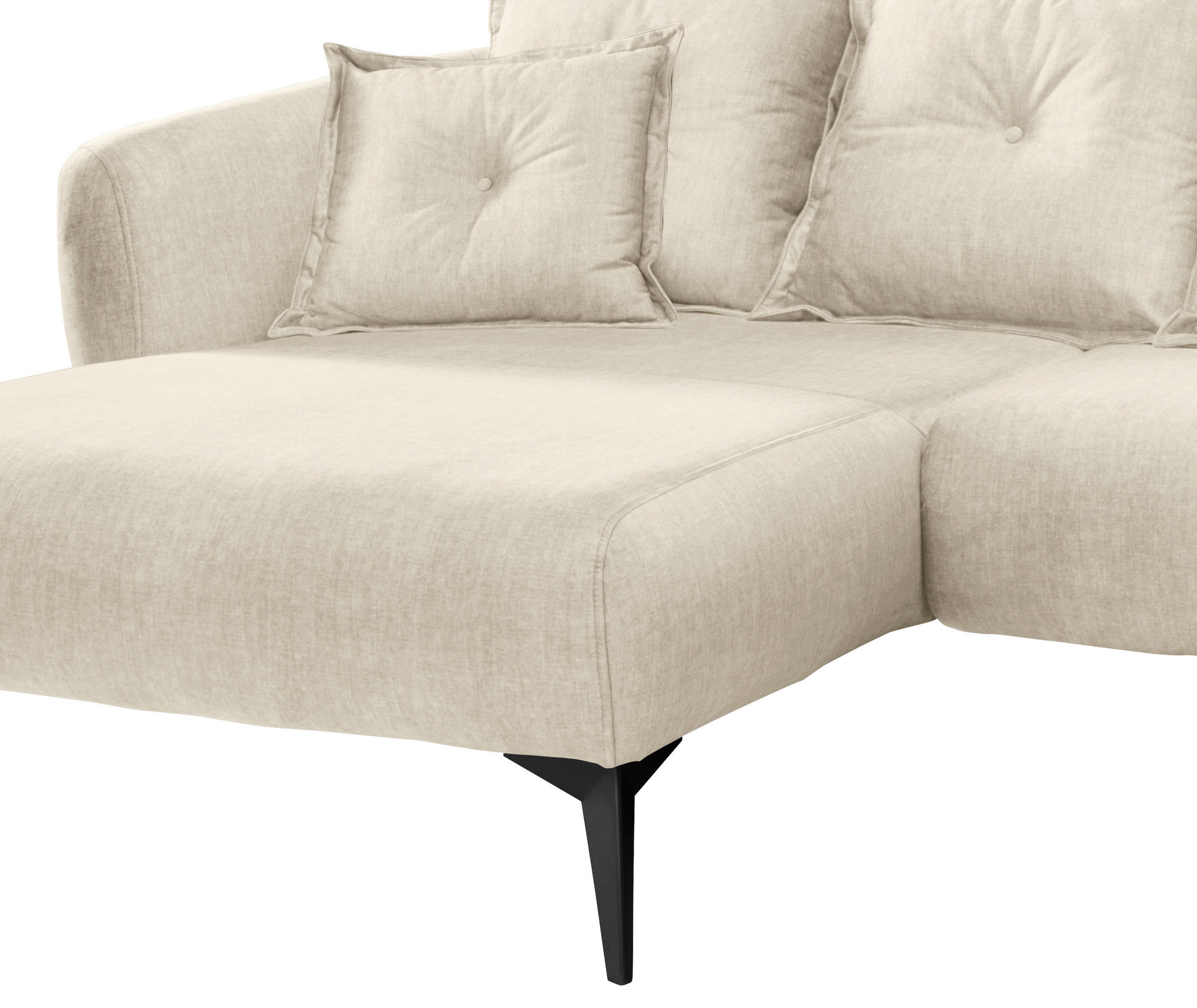 Thumbnail - Livetastic Ecksofa, Beige, Schwarz, Textil, Uni, 3-Sitzer, Füllung: Komfortschaum,Schaumstoff, Ottomane links, L-Form, 2...