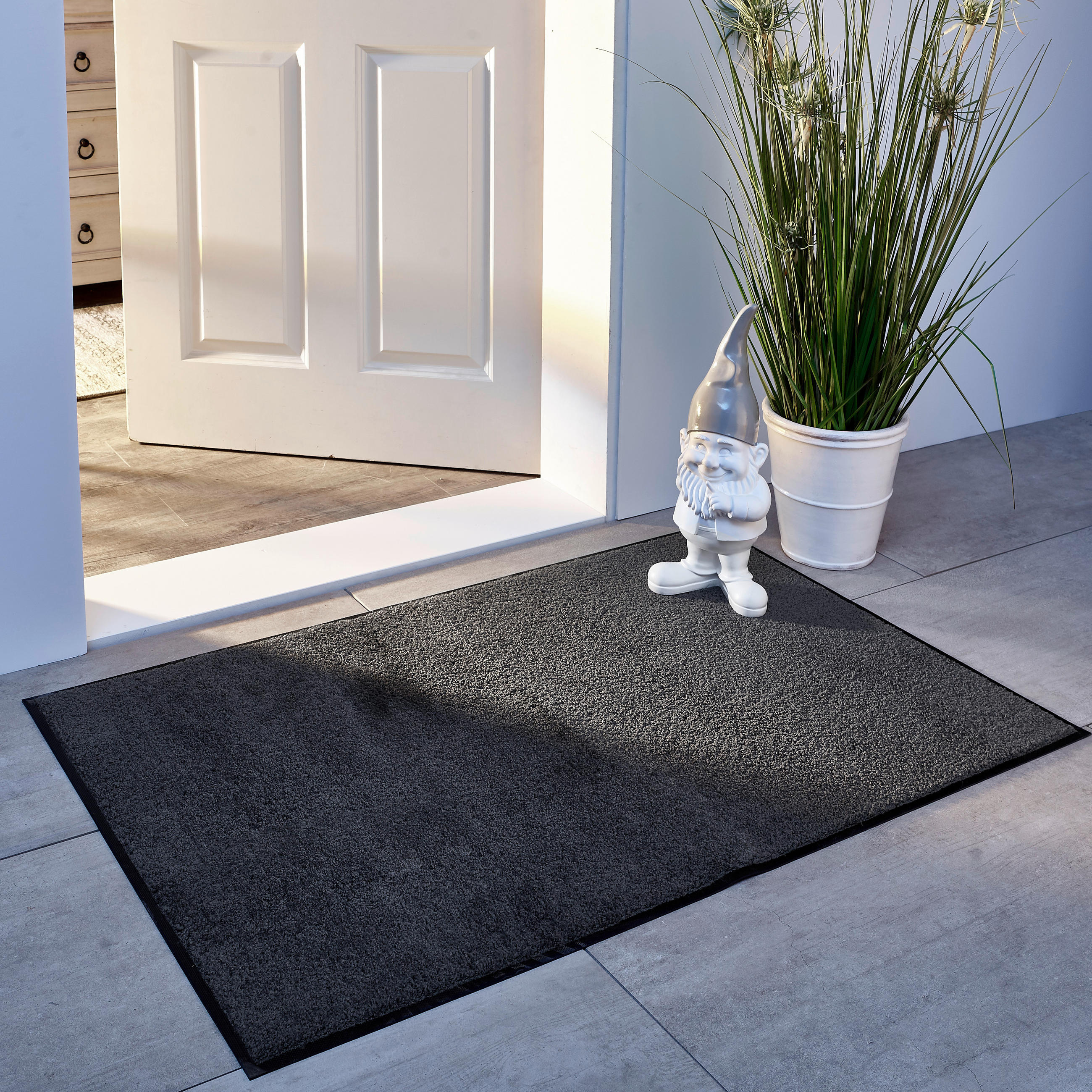 Thumbnail - wash+dry Flachwebeteppich Smokey Mount, Dunkelgrau, Textil, Uni, rechteckig, 120x180 cm, Textiles Vertrauen - Oeko-Tex®,...