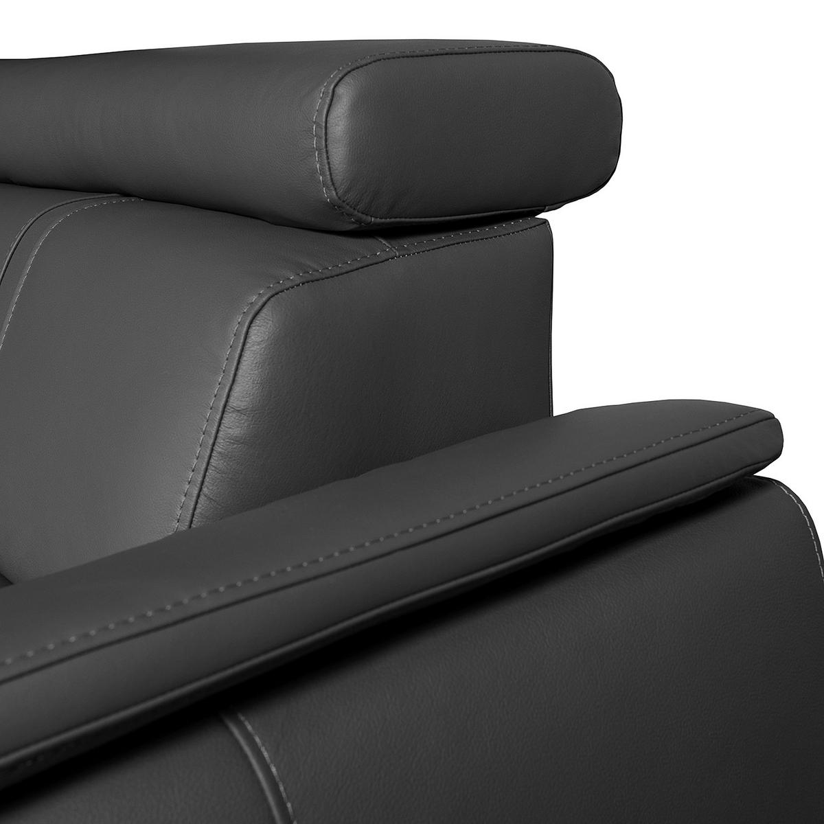 ECKSOFA Schwarz Echtleder  - Wengefarben/Schwarz, Design, Leder/Holz (211/265cm) - Livetastic