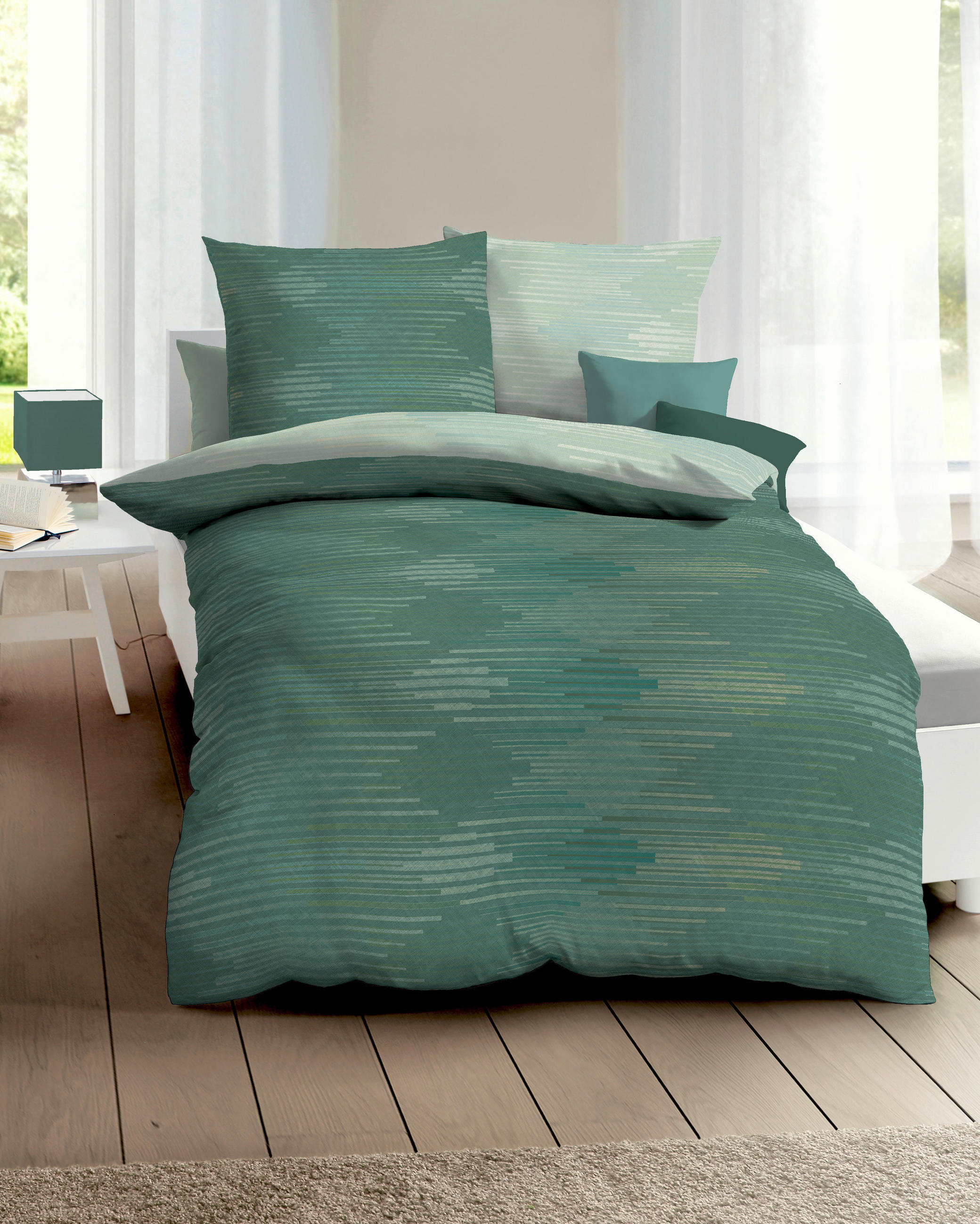 BETTWÄSCHE Makosatin 140/200 cm  - Jadegrün, KONVENTIONELL, Textil (140/200cm) - Kaeppel