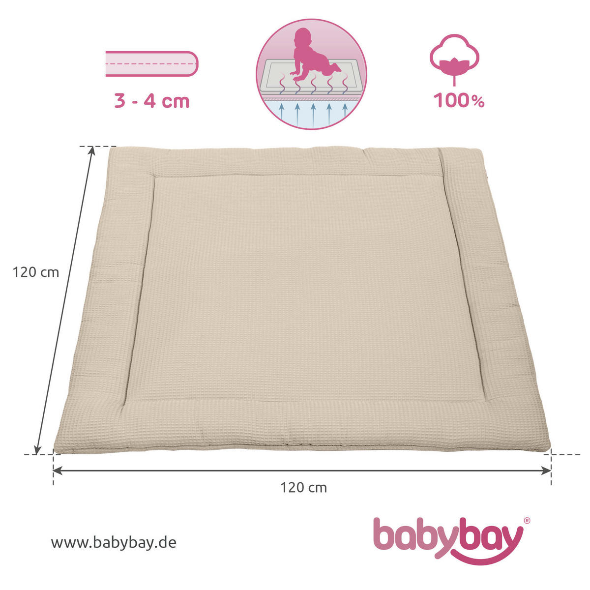 KRABBELDECKE  - Basics, Textil (120/120/3cm) - Babybay