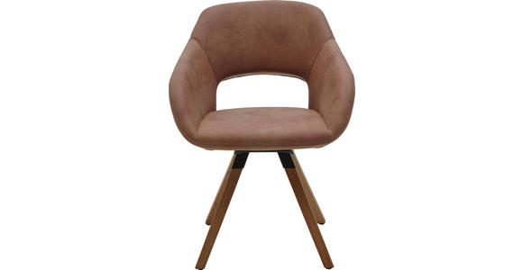 STUHL Mikrofaser Balkeneiche massiv Eichefarben, Schlammfarben - Schlammfarben/Eichefarben, Design, Holz/Textil (63/83/58cm) - Valnatura