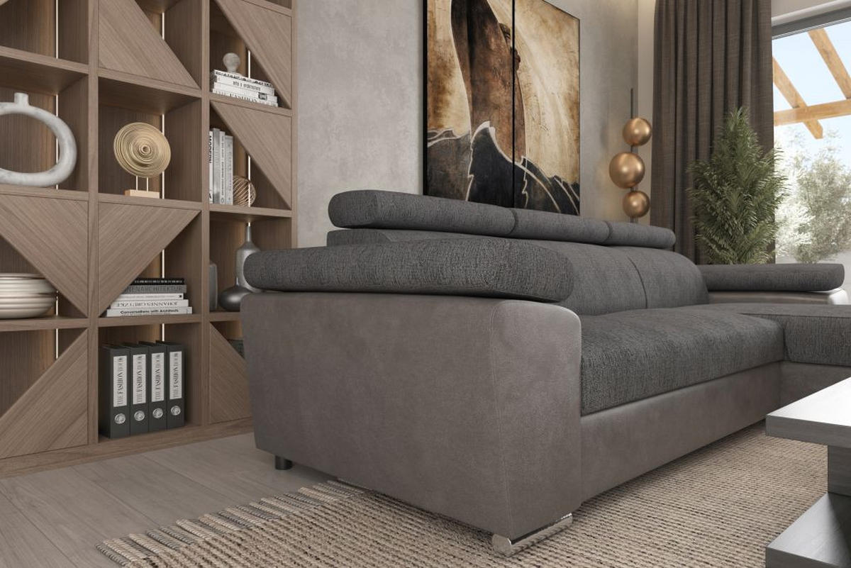 SJEDEĆA GARNITURA drvo, tekstil  sivo-smeđa   - sivo-smeđa, Moderno, drvo/tekstil (275/170cm) - Hom`in