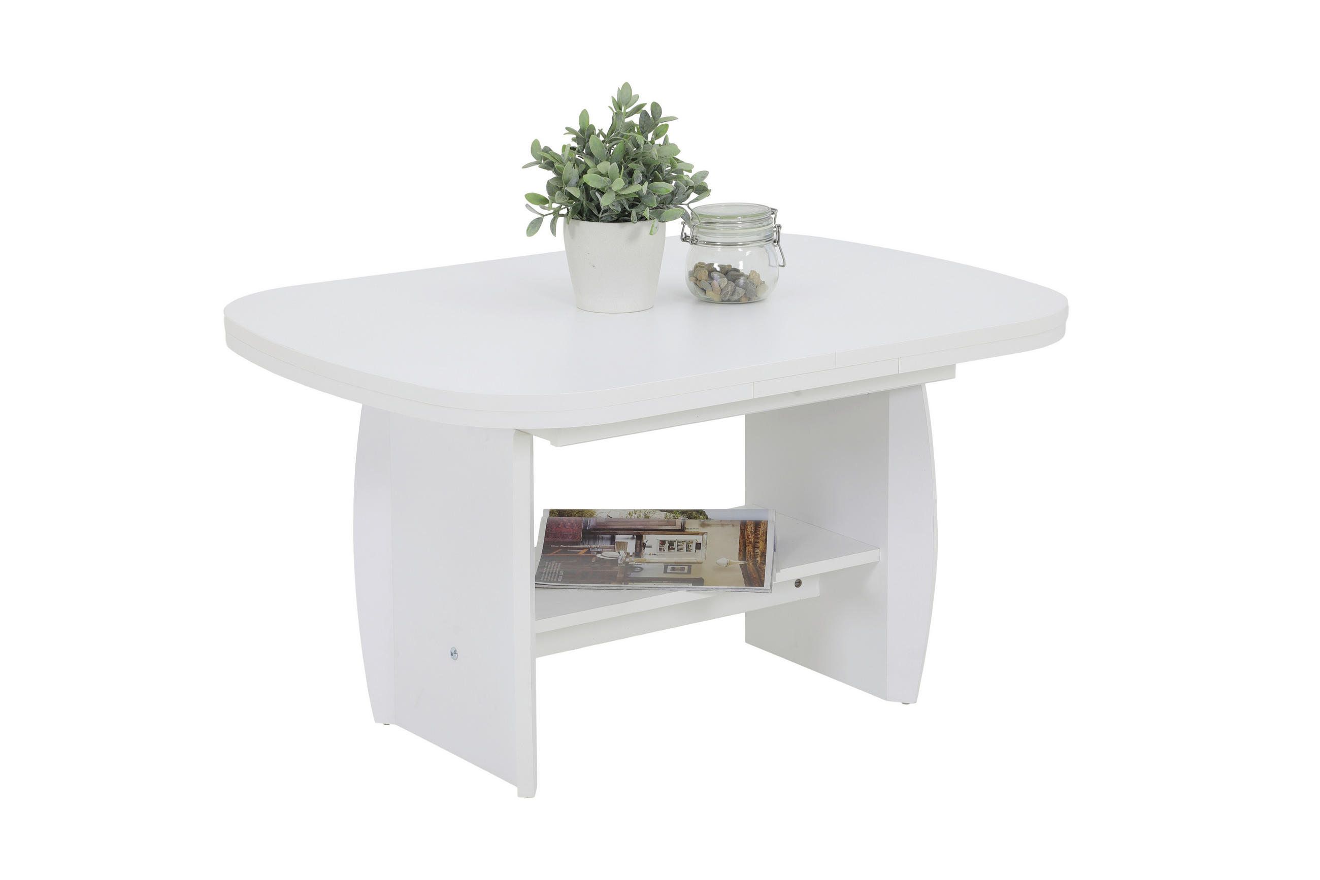COUCHTISCH 68/90-142/52-62 cm oval Weiß  - Weiß, Design, Holzwerkstoff (68/90-142/52-62cm) - Livetastic