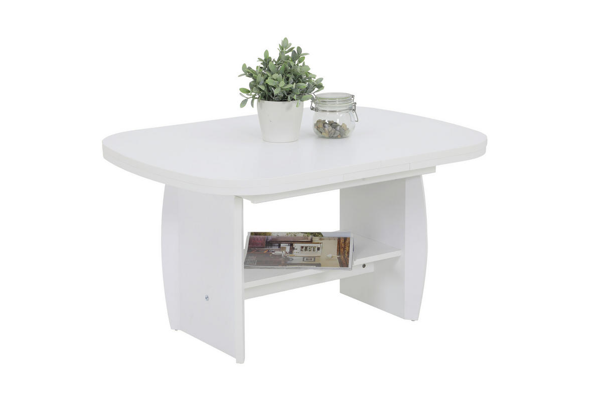 COUCHTISCH 68/90-142/52-62 cm oval Weiß  - Weiß, Design, Holzwerkstoff (68/90-142/52-62cm) - Livetastic