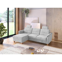 ECKSOFA PALMERA V Silberfarben Flachgewebe Kopfstütze  - Eichefarben/Silberfarben, KONVENTIONELL, Holz/Textil (163/244cm) - Sit & More