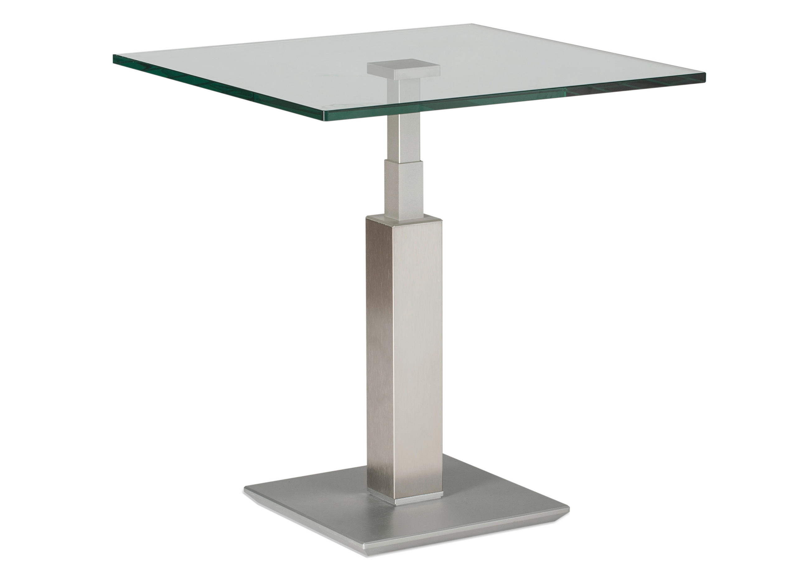 BEISTELLTISCH 60/60/46-65 cm Edelstahlfarben quadratisch  - Edelstahlfarben/Nickelfarben, Design, Glas/Metall (60/60/46-65cm)