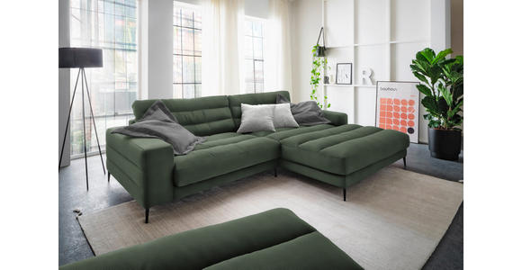 ECKSOFA in Cord Olivgrün  - Schwarz/Olivgrün, Design, Textil/Metall (296/207cm) - Dieter Knoll