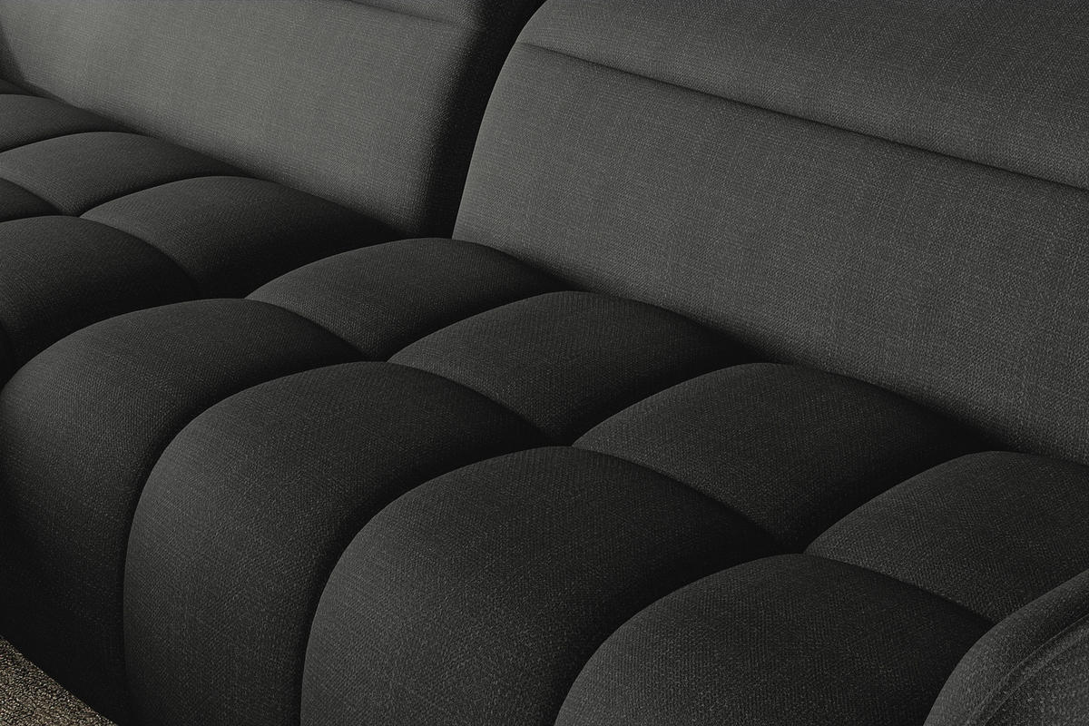 ECKSOFA  in Flachgewebe Anthrazit Rücken echt, Kopfteilverstellung, Sitztiefenverstellung  175/272 cm  - Anthrazit/Schwarz, KONVENTIONELL, Textil/Metall (175/272cm) - Carryhome