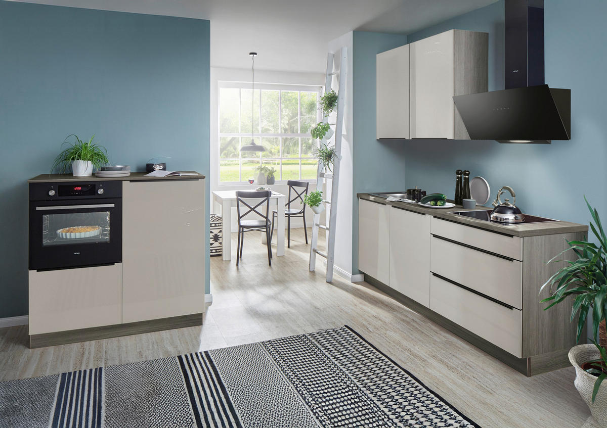 BLOK KUHINJA BEZ UREĐAJA  sivi hrast, siva visoki sjaj  - siva visoki sjaj/sivi hrast, Dizajnerski, metal/pločasti materijal (120/210cm) - Welnova