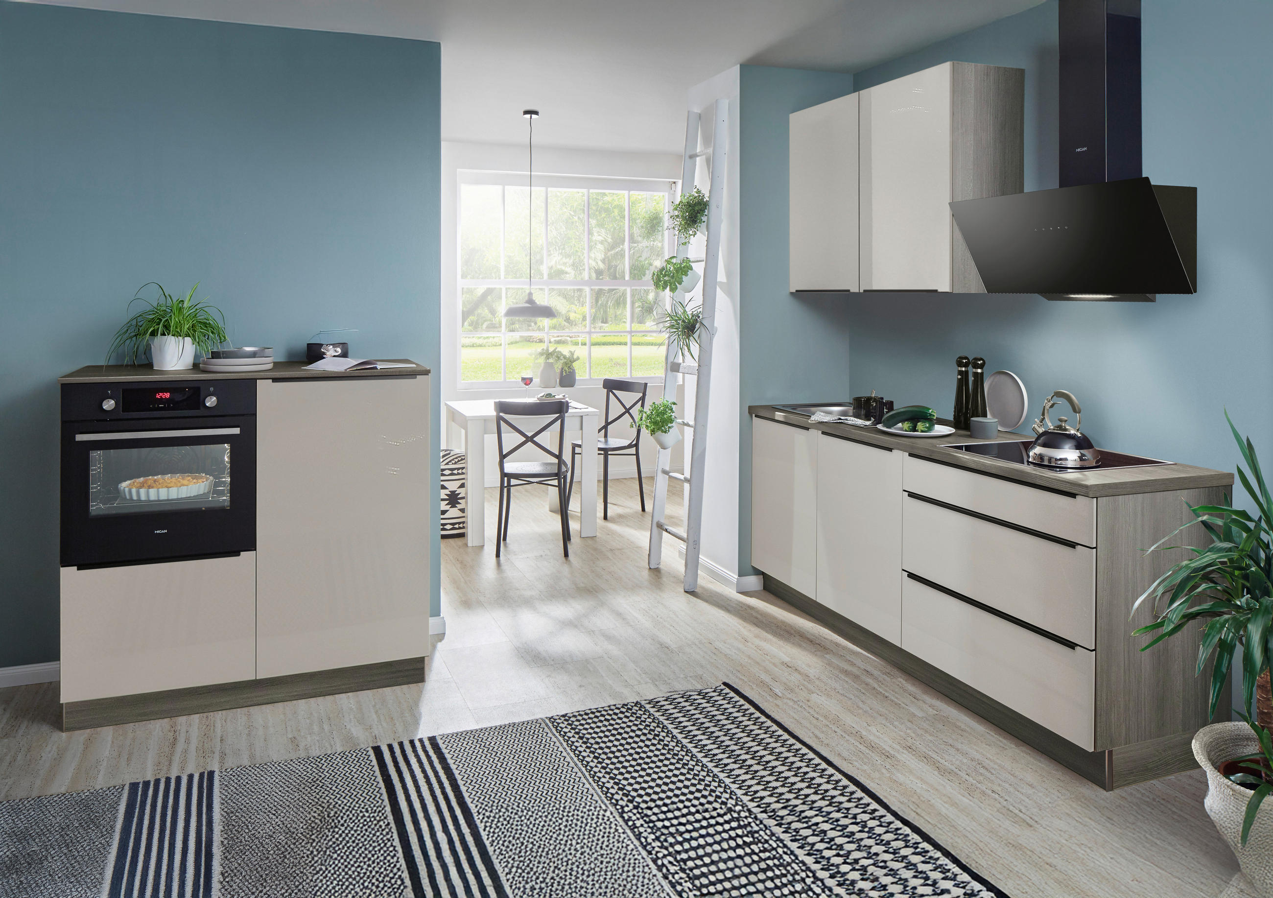 Thumbnail - Welnova Küchenleerblock Star, Eiche grau, Grau Hochglanz, Metall, nur wie online abgebildet bestellbar, 210x120 cm, Made...