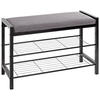 GARDEROBENBANK  in 75/50/32 cm  - Schwarz/Grau, Basics, Textil/Metall (75/50/32cm)