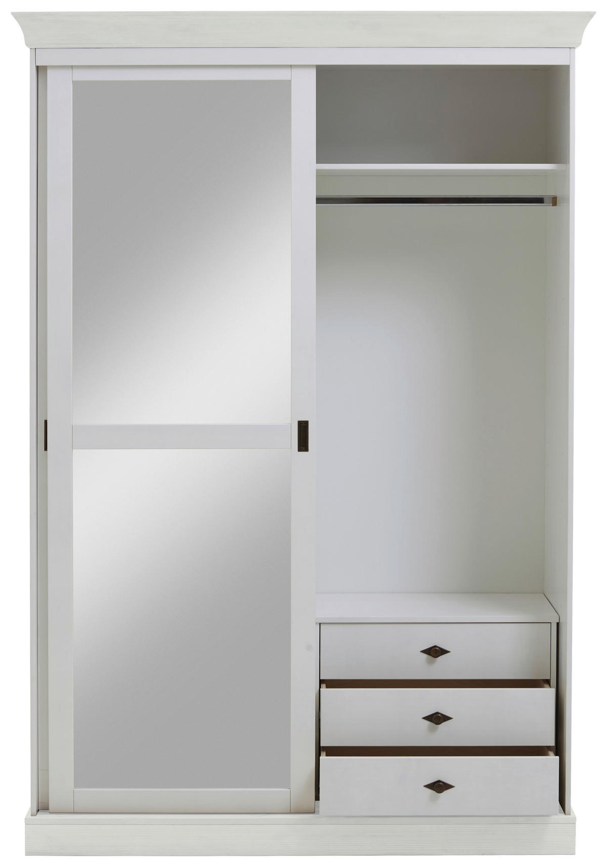 SCHIEBETÜRENSCHRANK 150/220/69 cm 2-türig Weiß  - Messingfarben/Weiß, ROMANTIK / LANDHAUS, Glas/Holz (150/220/69cm) - Boxxx