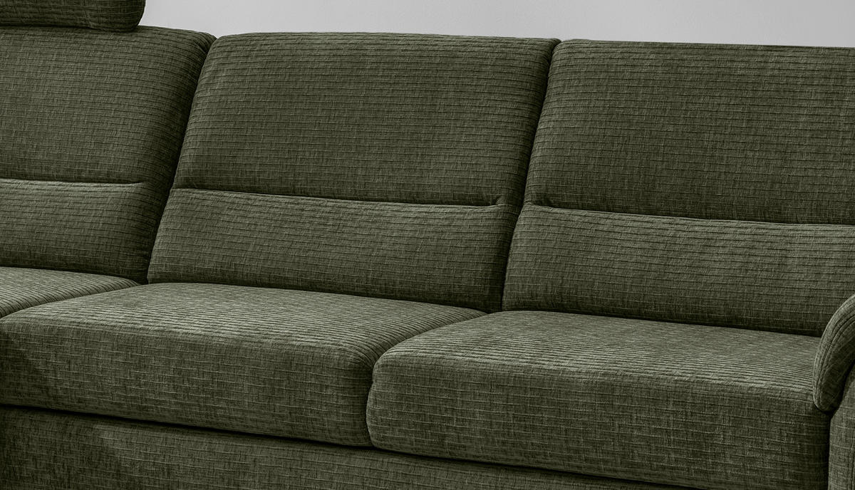 ECKSOFA in Mikrofaser Olivgrün  - Schwarz/Olivgrün, Modern, Holz/Textil (176/279cm) - Livetastic